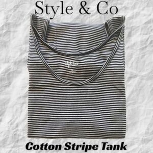 STYLE & Co Cotton Striped Sleeveless Scoop Neck Tank Top